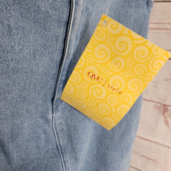 Denim & Co. Jean Maxi Skirt Blue 22W Flat Front Elastic Pockets Slit Zip VTG NWT - Picture 9 of 9